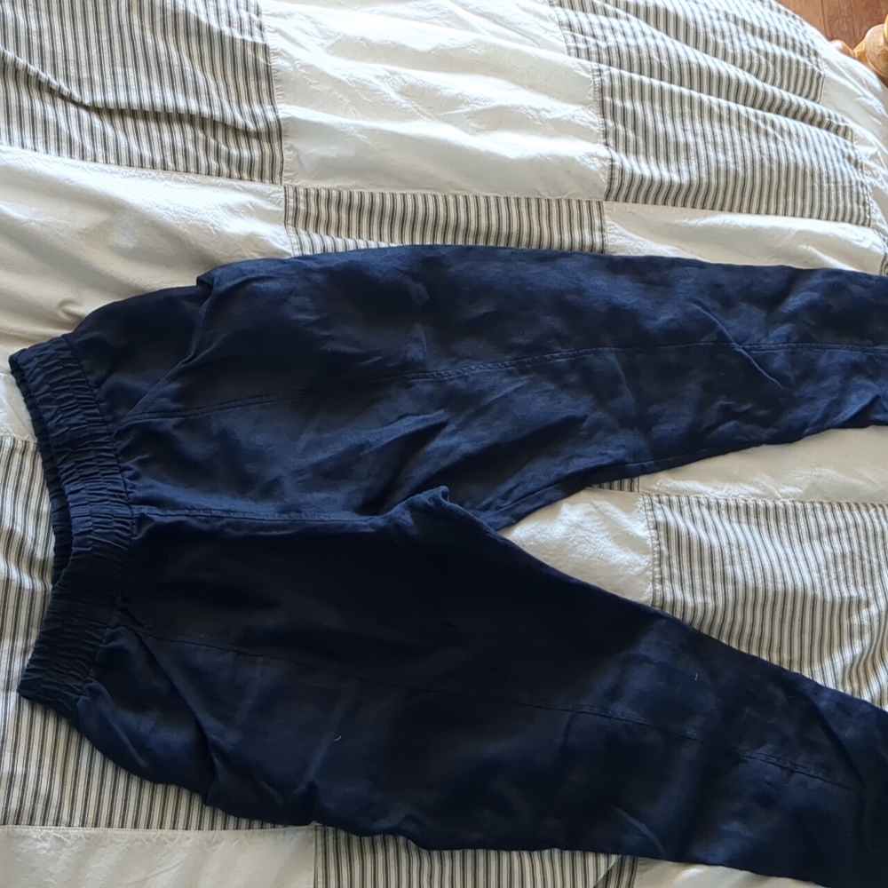 Elizabeth Suzann Clyde Work Pants in Midweight Linen, Navy 4S